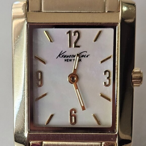 Kenneth Cole New York Rectangular Gold Watch w/ Mother of Pearl, Butterfly Clasp main image 7